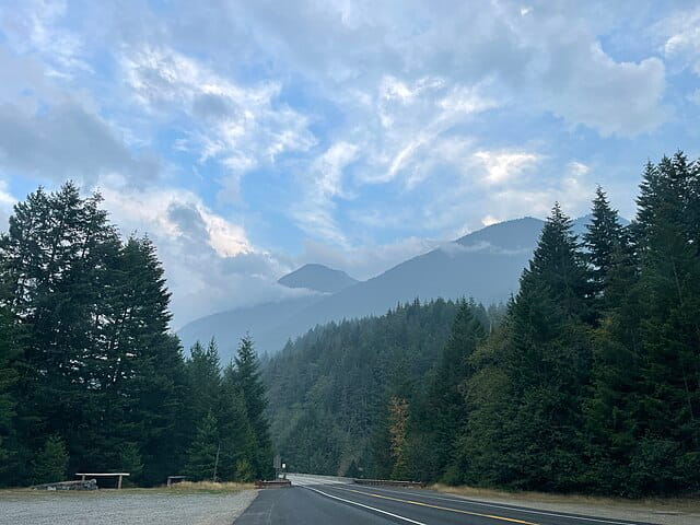 A view of North Cascades National Park, shrouded by smoke from nearby wildfires