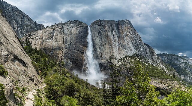 Upper Yosemite Falls as viewed from the trail leading to the top of the falls.